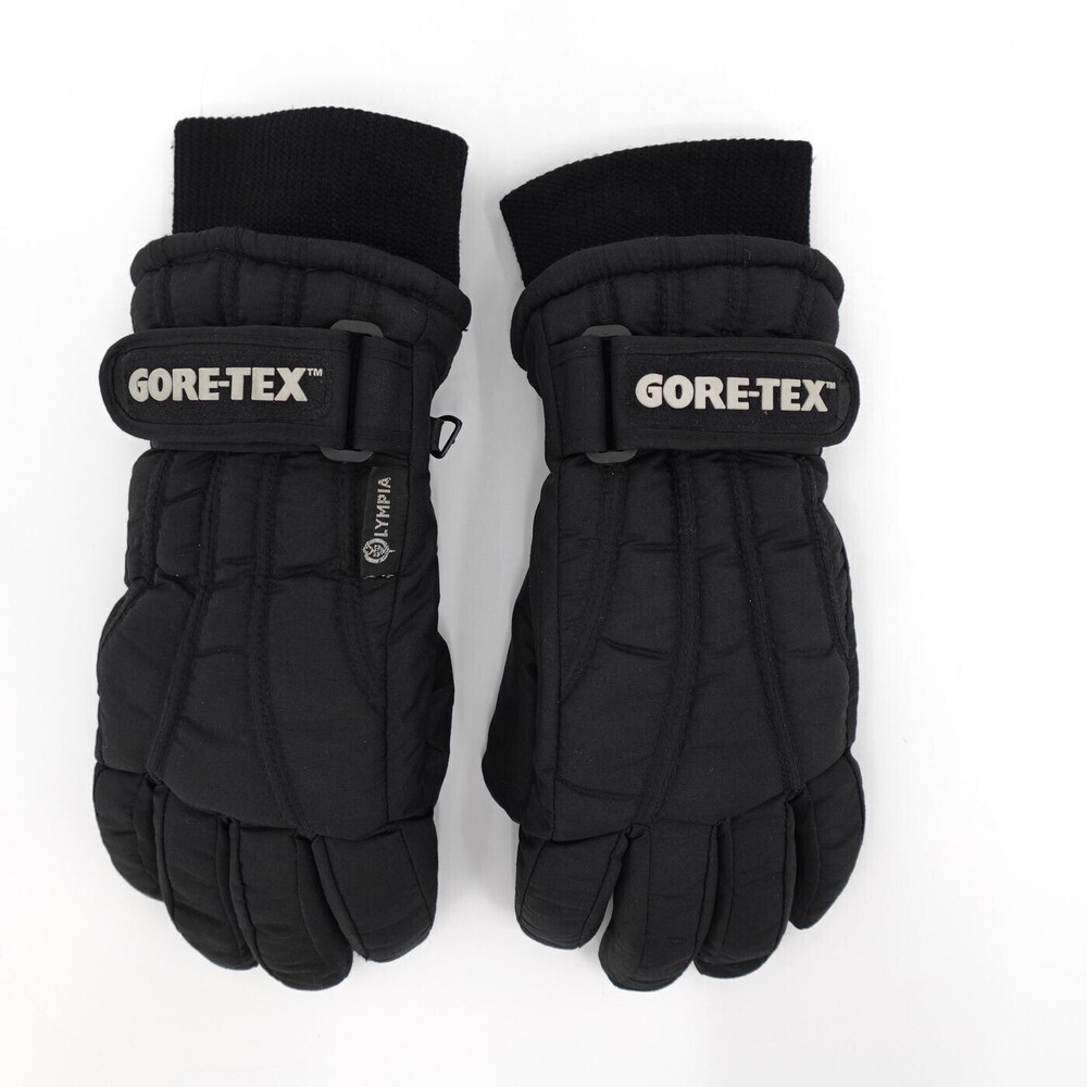 Olympia Sports Gore-Tex Gloves Womens Medium Black Leather Palm Ski Snow Winter